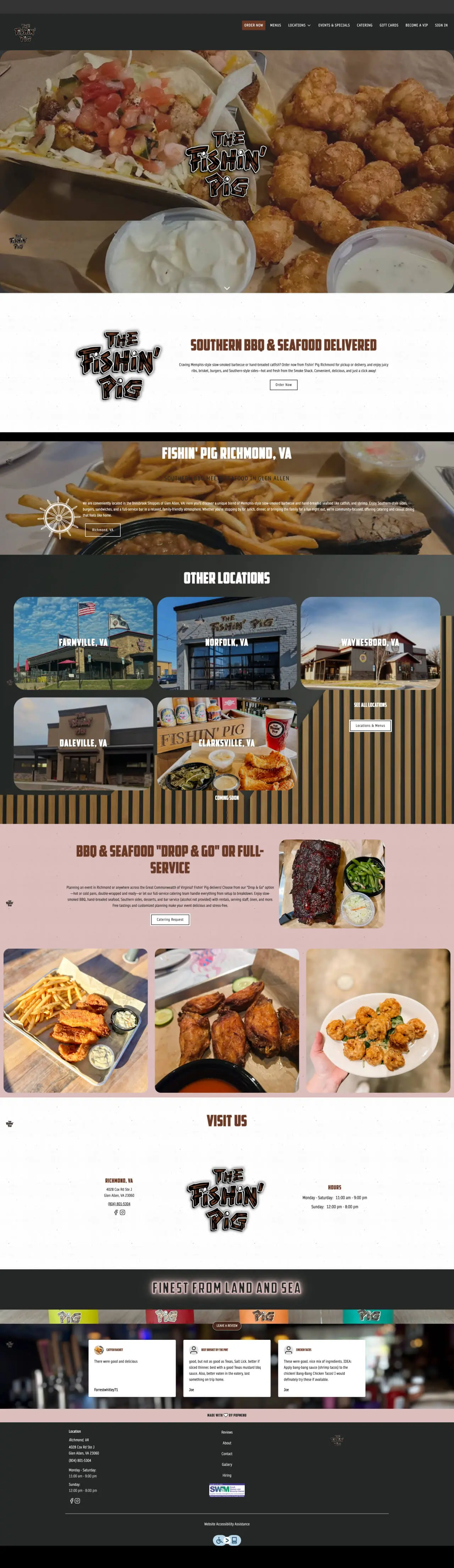 Existing Fishin' Pig PopMenu website
