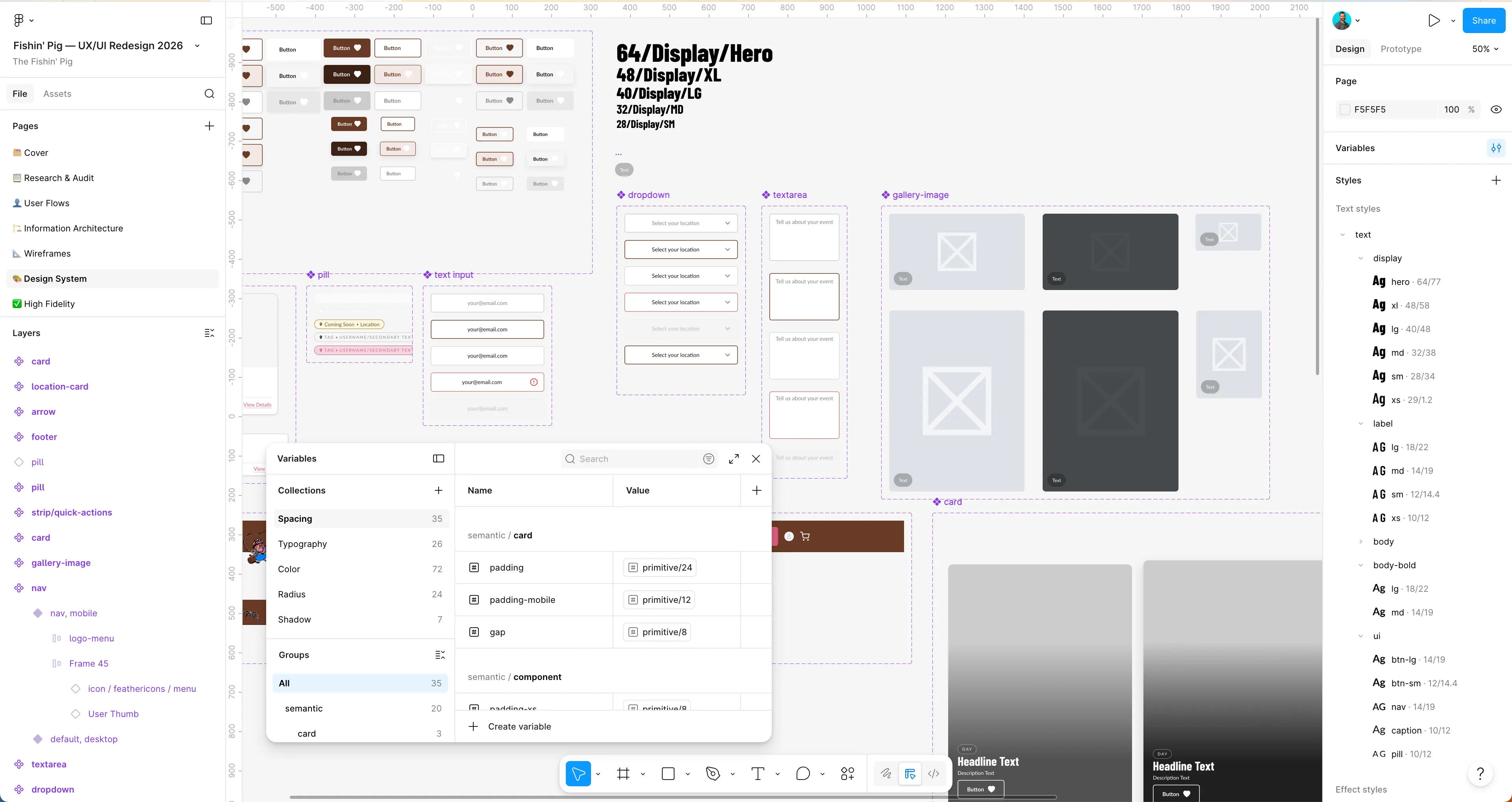 Fishin' Pig design system in Figma
