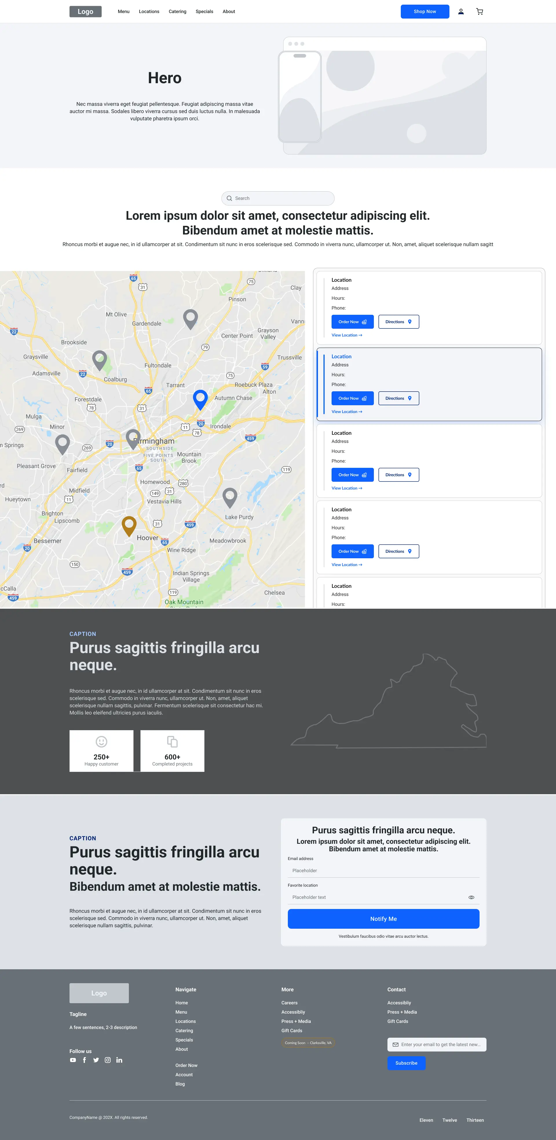 Location card states wireframe