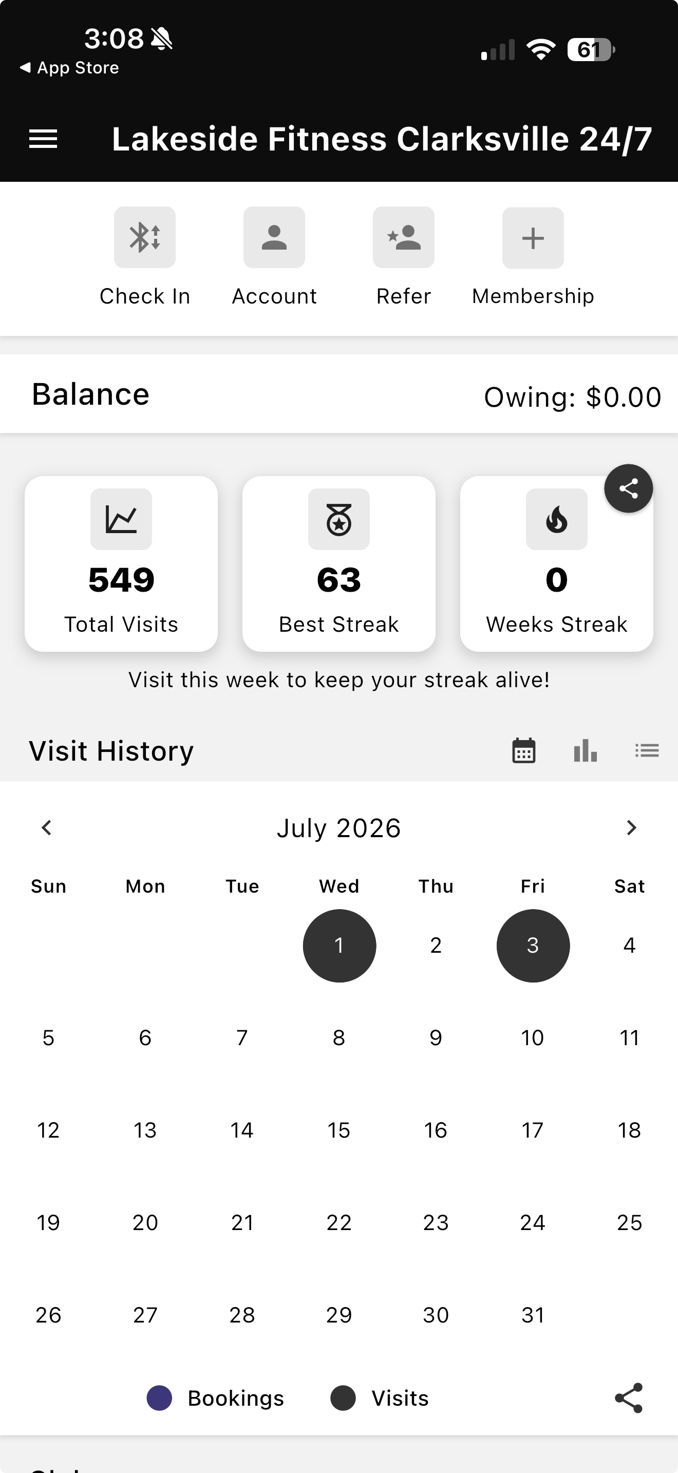 Existing Gymmaster app