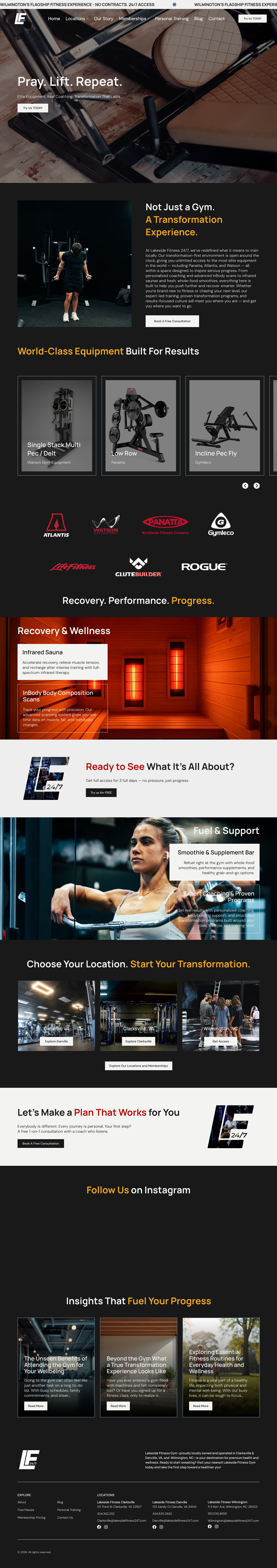 Existing Lakeside Fitness website