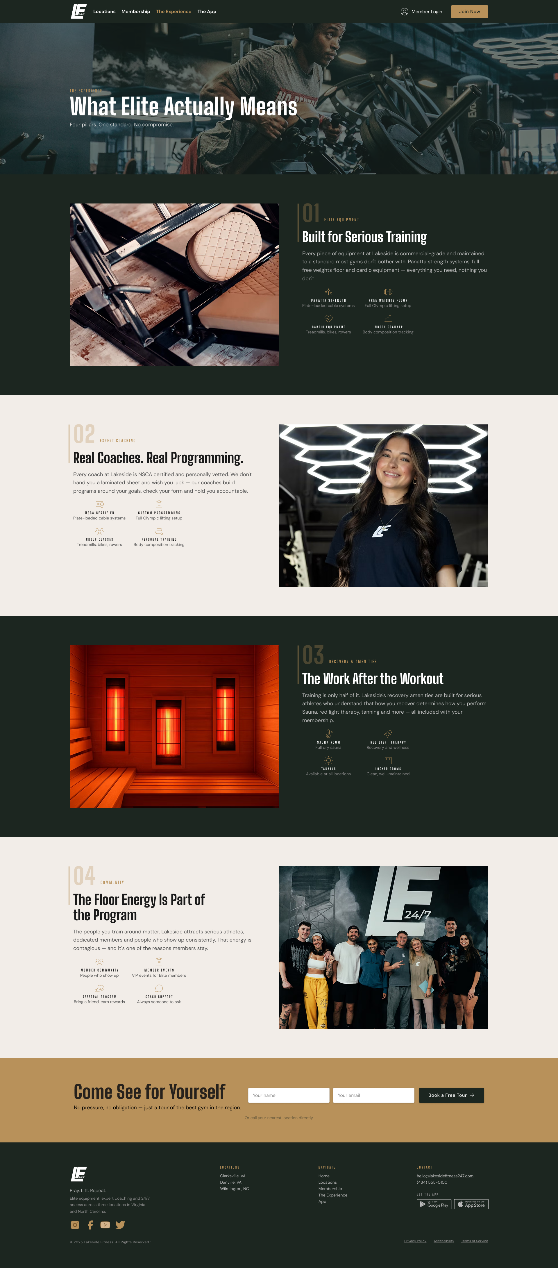 The Experience page desktop and mobile