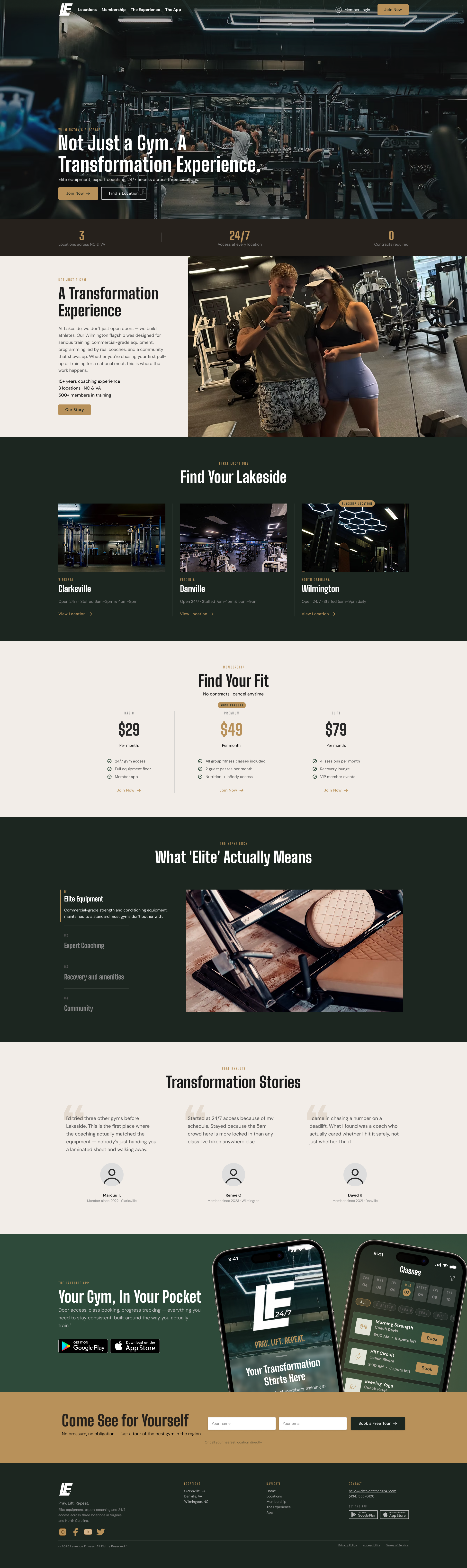 Lakeside Fitness homepage desktop and mobile