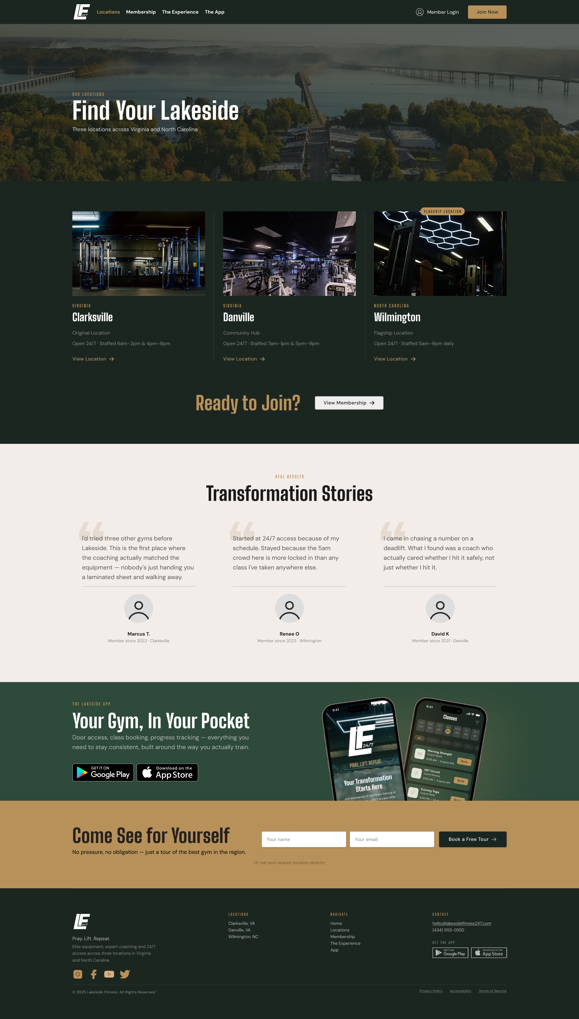 Locations page desktop and mobile