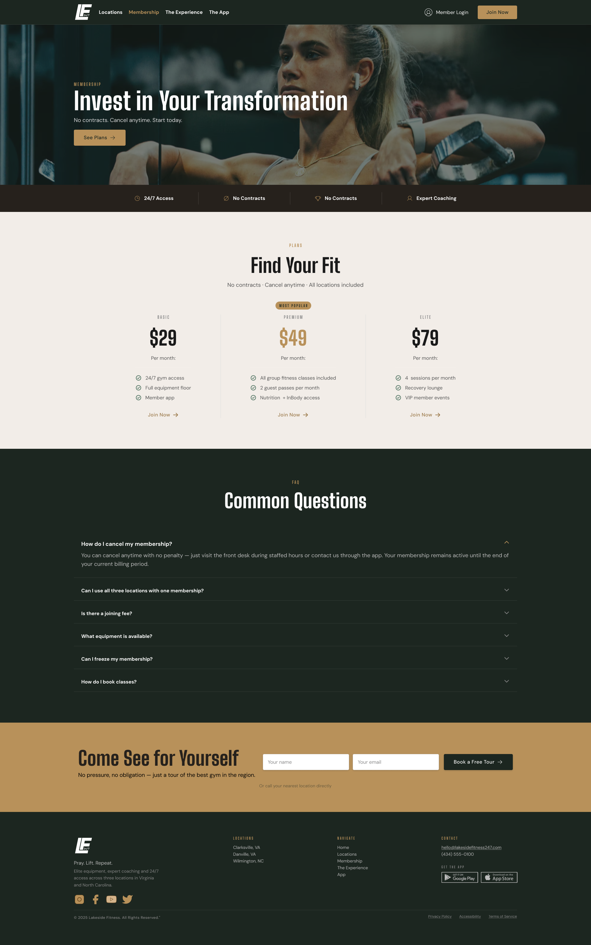 Membership page desktop and mobile