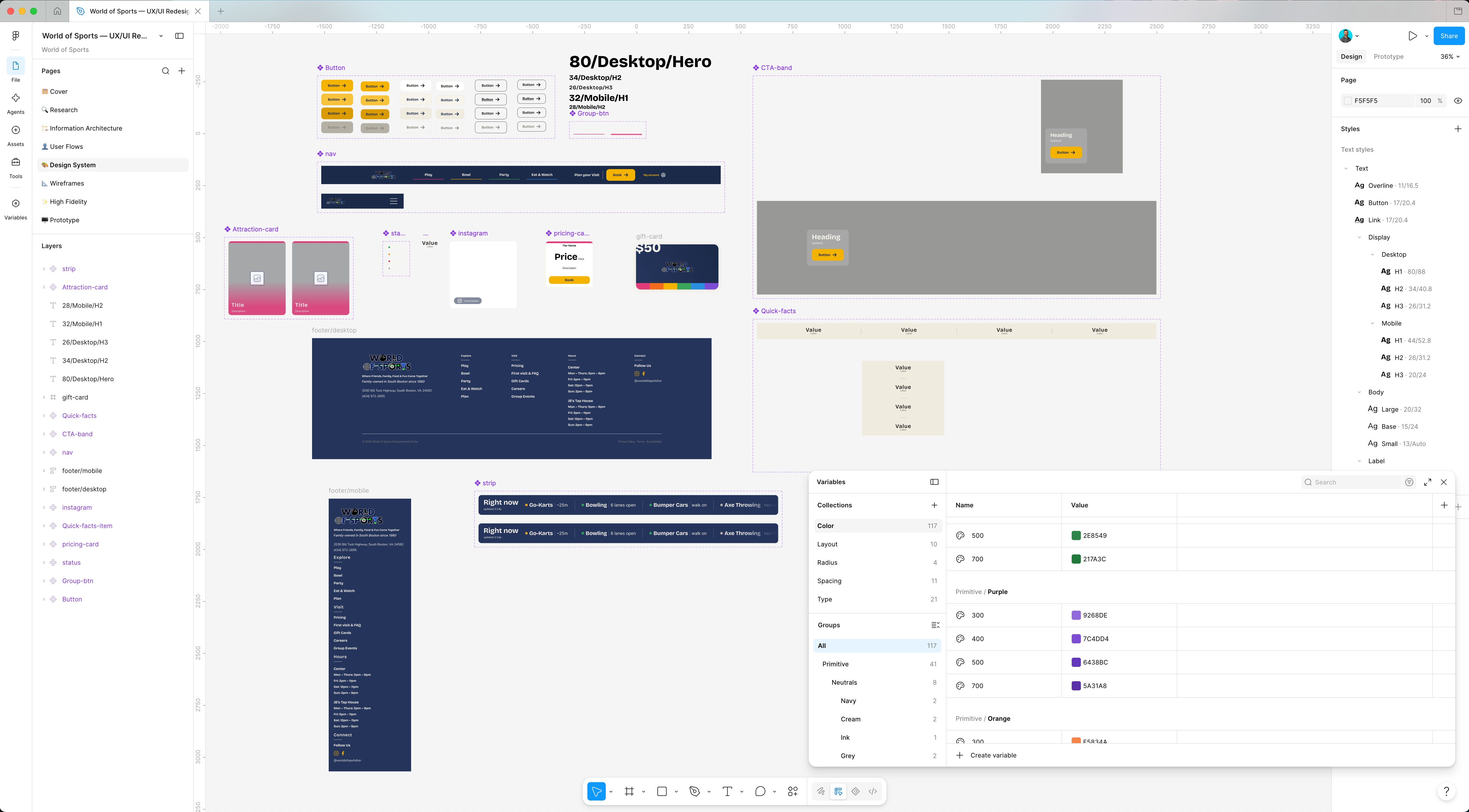 World of Sports design system in Figma