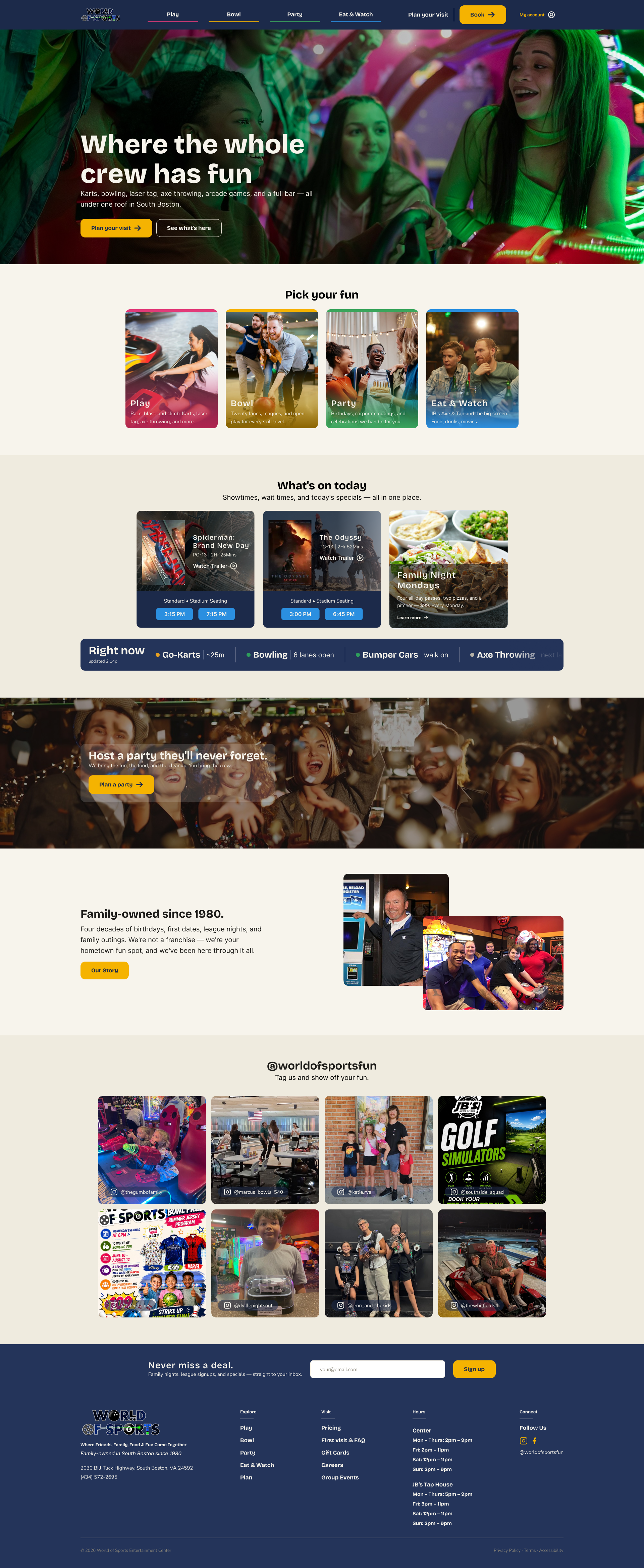World of Sports homepage desktop and mobile