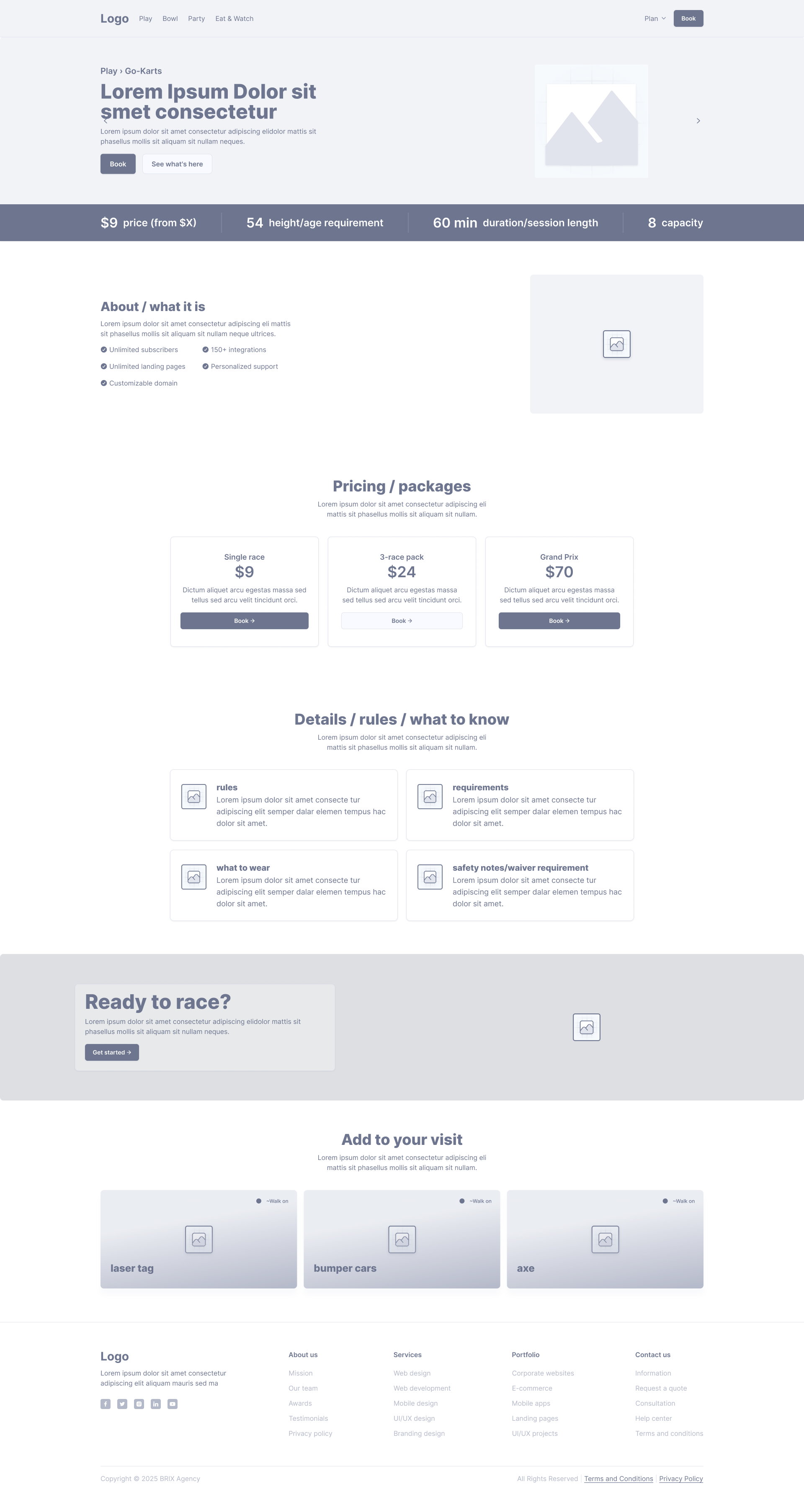 Attraction detail wireframe